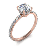 Bague de mariage diamant naturel rond 1.25 carat or rose Sofia